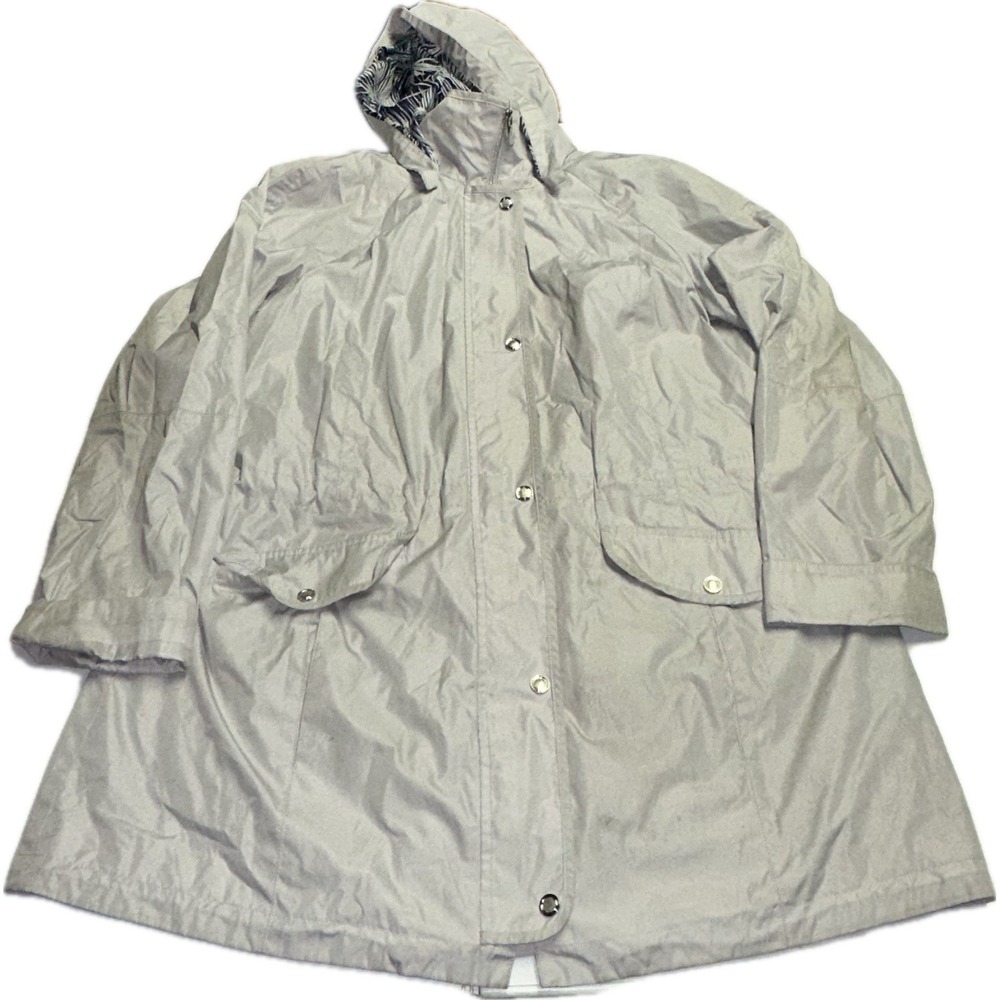 Fleet Street Gray Women's XL Hooded Full‎ Zip Rain Jacket London New York